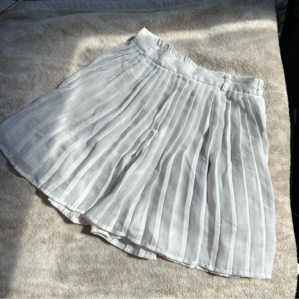 White Pleated A-Line Women's Skirt